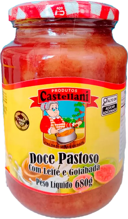 Embalagem de Doce Pastoso com Leite e Goiabada Castellani