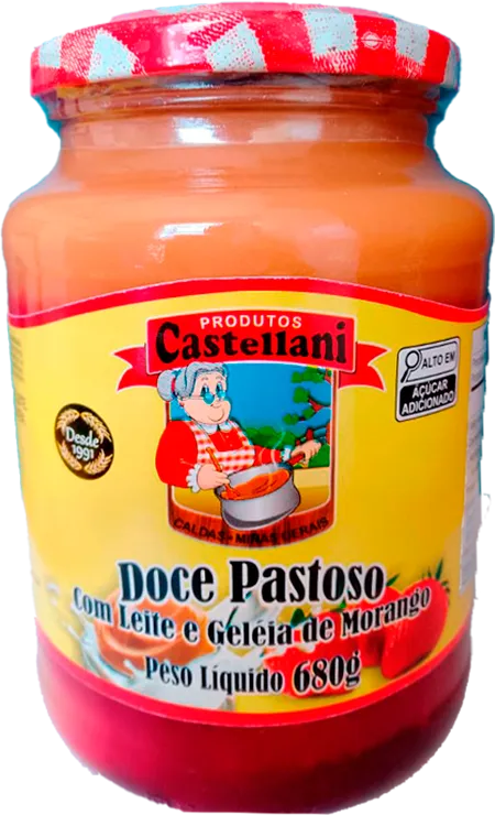 Embalagem de Doce Pastoso com Leite e Morango Castellani